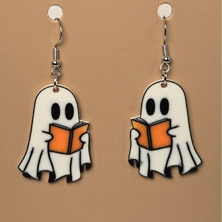 Boucle d'oreille en forme de Fantôme Livre avec crochets hypoallergéniques sans nickel